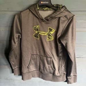 Under Armour Taupe Hoodie with Neon Logo